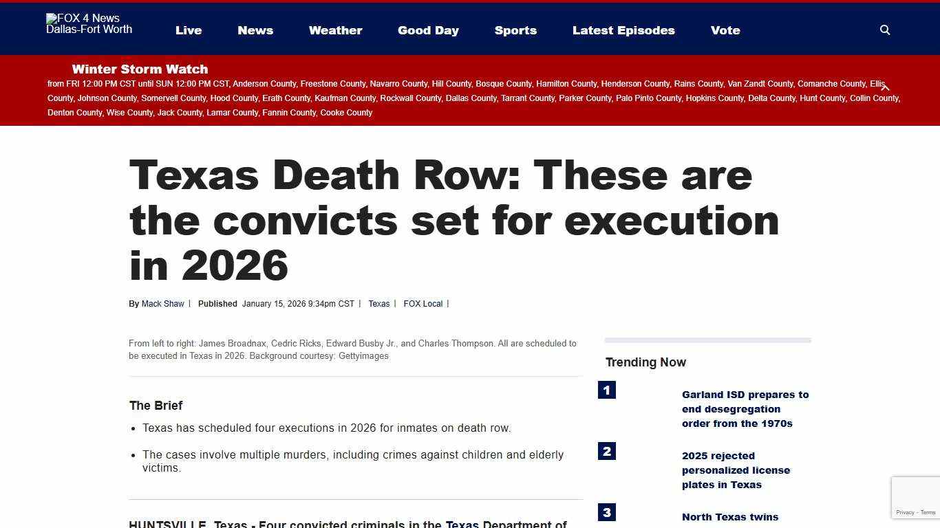 Texas convicts set to be executed this year | FOX 4 Dallas-Fort Worth